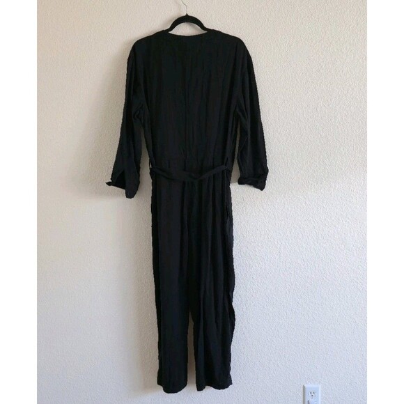 Everlane Jumpsuit Women Size 16 Utility Black Button Down Romper Coveralls - Picture 7 of 11